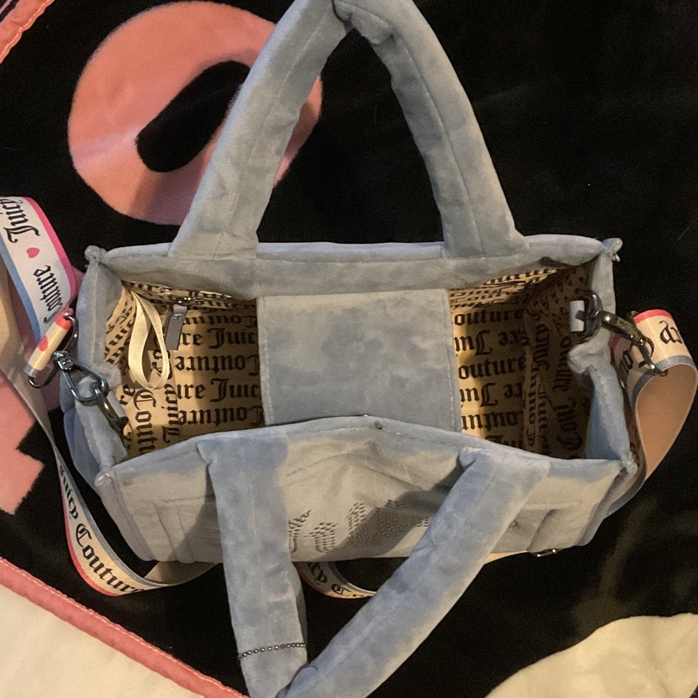 Juicy Couture Gray Velvet Bag with Rhinestone Detail - Picture 3 of 5